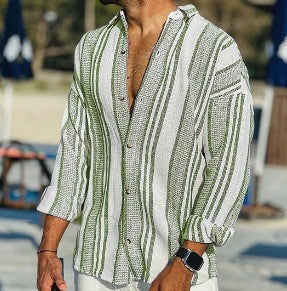 Aaron - Męska lniana koszulka polo w stylu casual