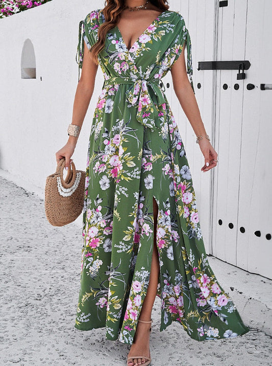 Bohemian Temperament Bohemian Floral Bohemian Dress z dekoltem w kształcie litery V