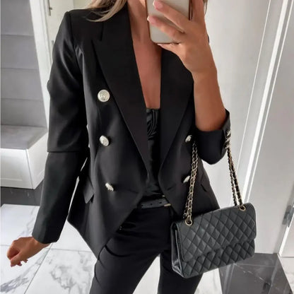 Mélina - Elegancki blezer z metaliczną plisą guzikową