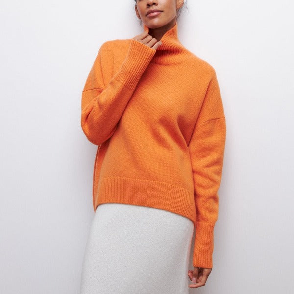 Vanessa - Bawełniany sweter z golfem oversize dla kobiet