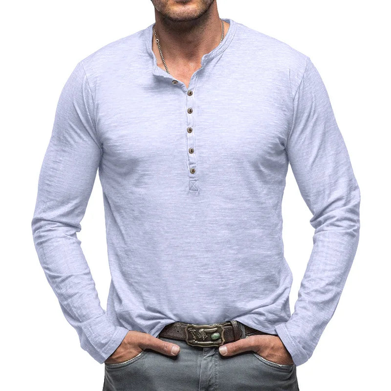 Henry | Stylowa bawełniana koszulka Henley Comfort