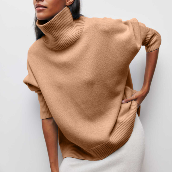 Vanessa - Bawełniany sweter z golfem oversize dla kobiet