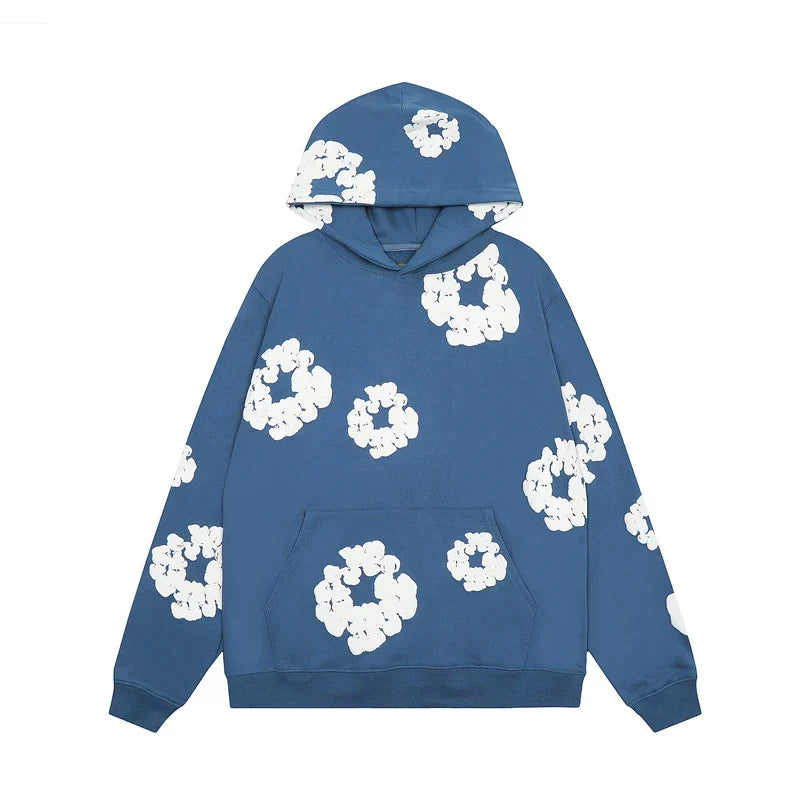 Bluza z kapturem Declan | Denim z kwiatowym nadrukiem i kapturem