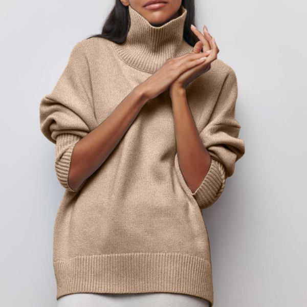Vanessa - Bawełniany sweter z golfem oversize dla kobiet