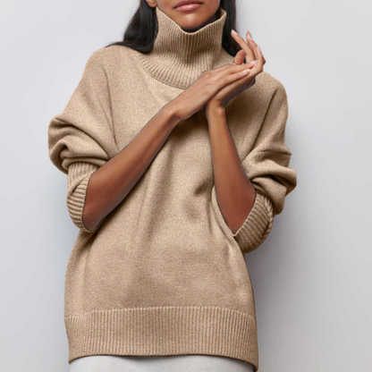 Vanessa - Bawełniany sweter z golfem oversize dla kobiet