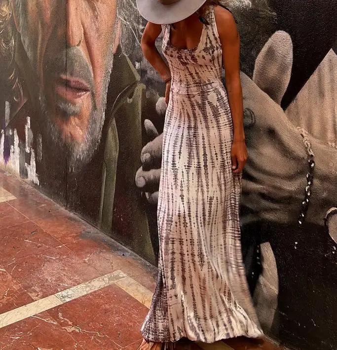 Benilda - Seksowna sukienka bez rękawów w stylu boho z odkrytymi plecami