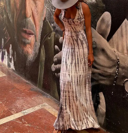Benilda - Seksowna sukienka bez rękawów w stylu boho z odkrytymi plecami