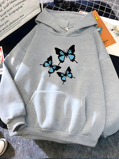 Bluza z kapturem Rio z nadrukiem w motyle