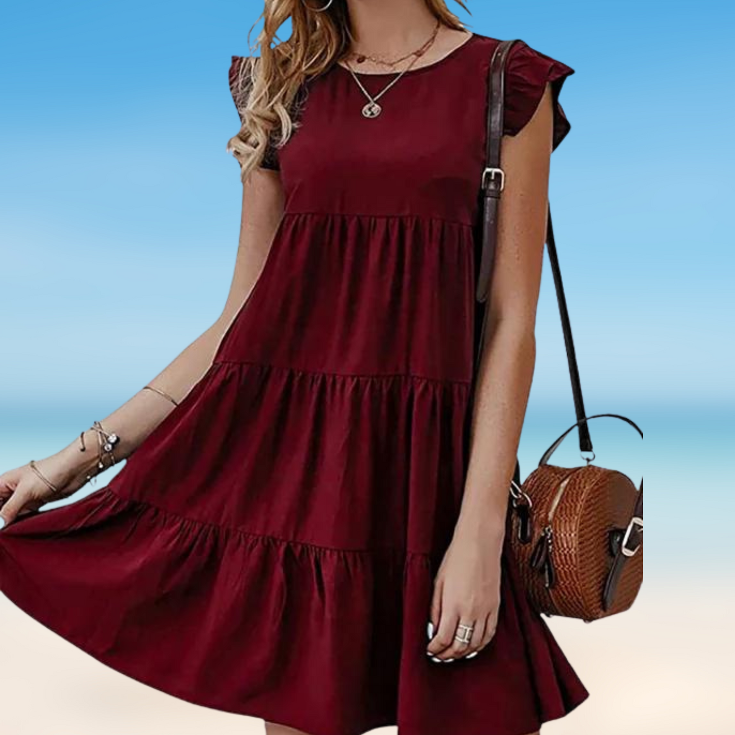 Odella- Elegancka mini sukienka z falbanami