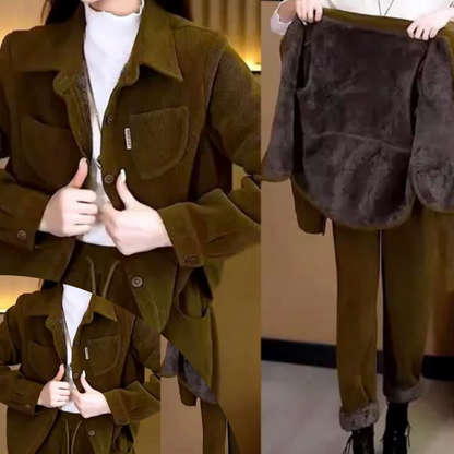 Zestaw Rosabelle | Zimowy płaszcz i spodnie w stylu vintage