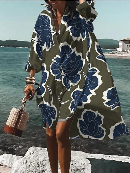 Fina - Kolorowa, luźna sukienka w letnie wzory