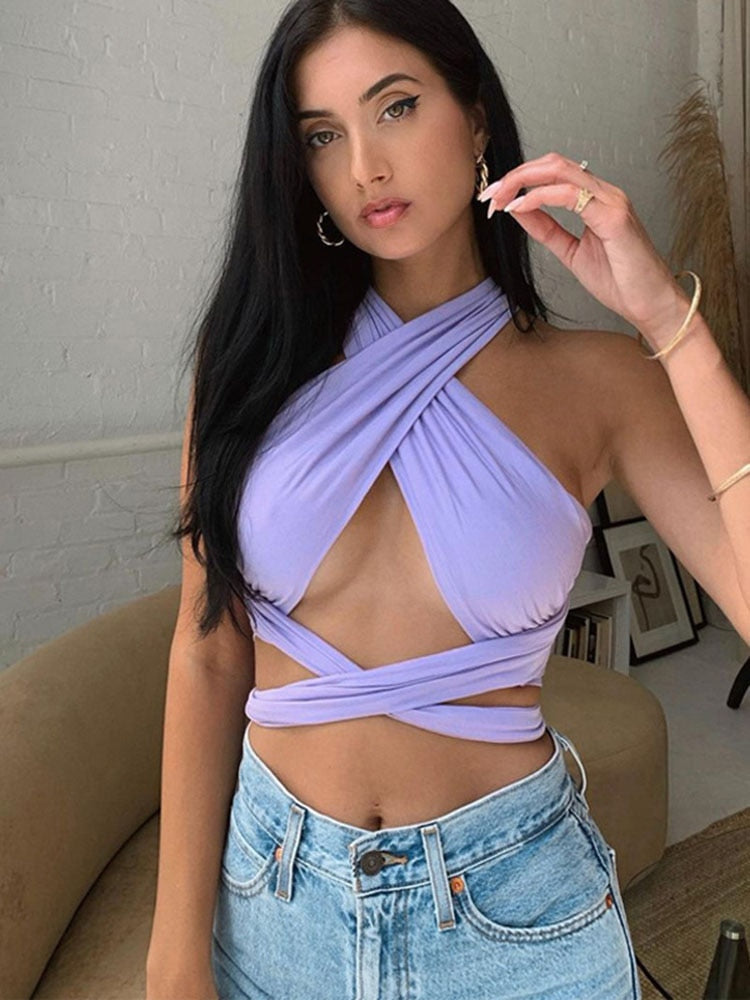 Rosie Halter Top | Seksowny i letni top z krótkim rękawem