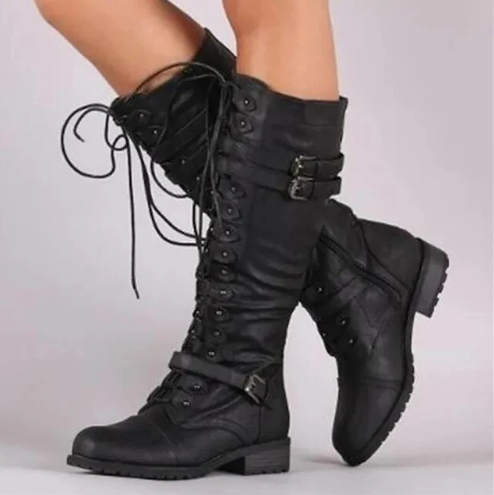 Bailee - buty retro z płaską klamrą i sznurowadłami