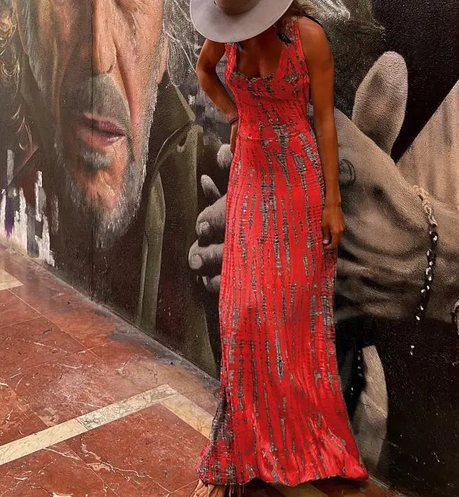 Benilda - Seksowna sukienka bez rękawów w stylu boho z odkrytymi plecami