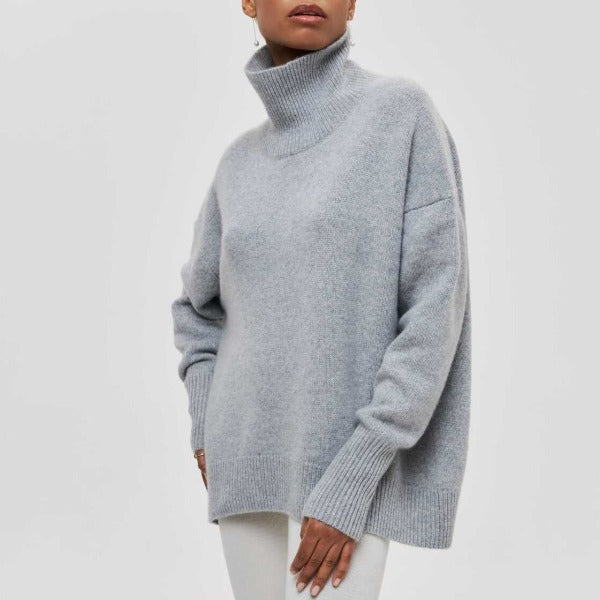 Vanessa - Bawełniany sweter z golfem oversize dla kobiet