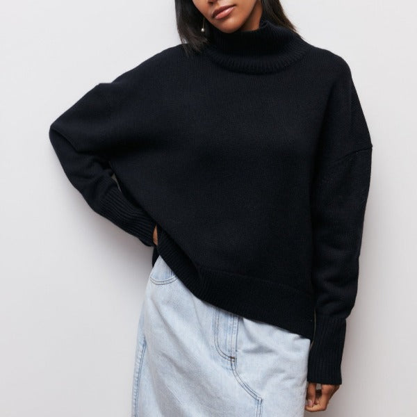 Vanessa - Bawełniany sweter z golfem oversize dla kobiet