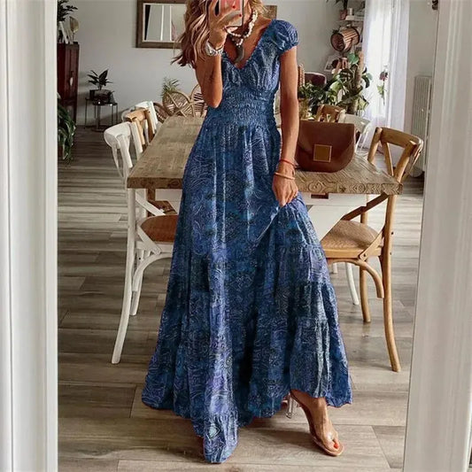 Adeline - Obejmująca talię długa sukienka w stylu boho