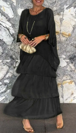 Sithi - Elegancka sukienka maxi z dekoltem w szpic