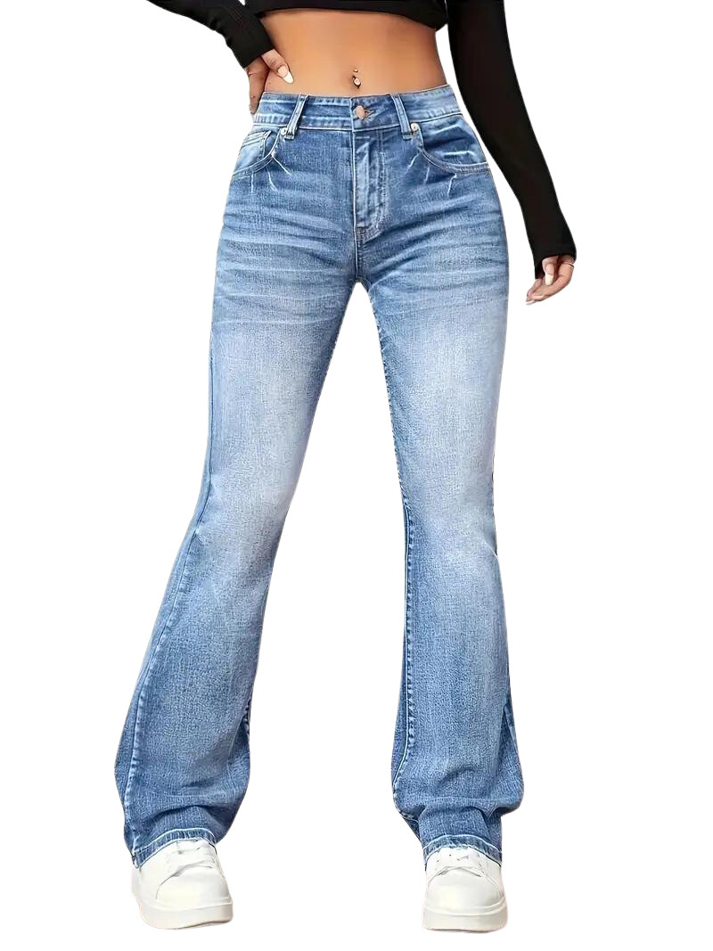 Amélie - Rozciągnięte jeansy vintage z rozszerzanymi nogawkami