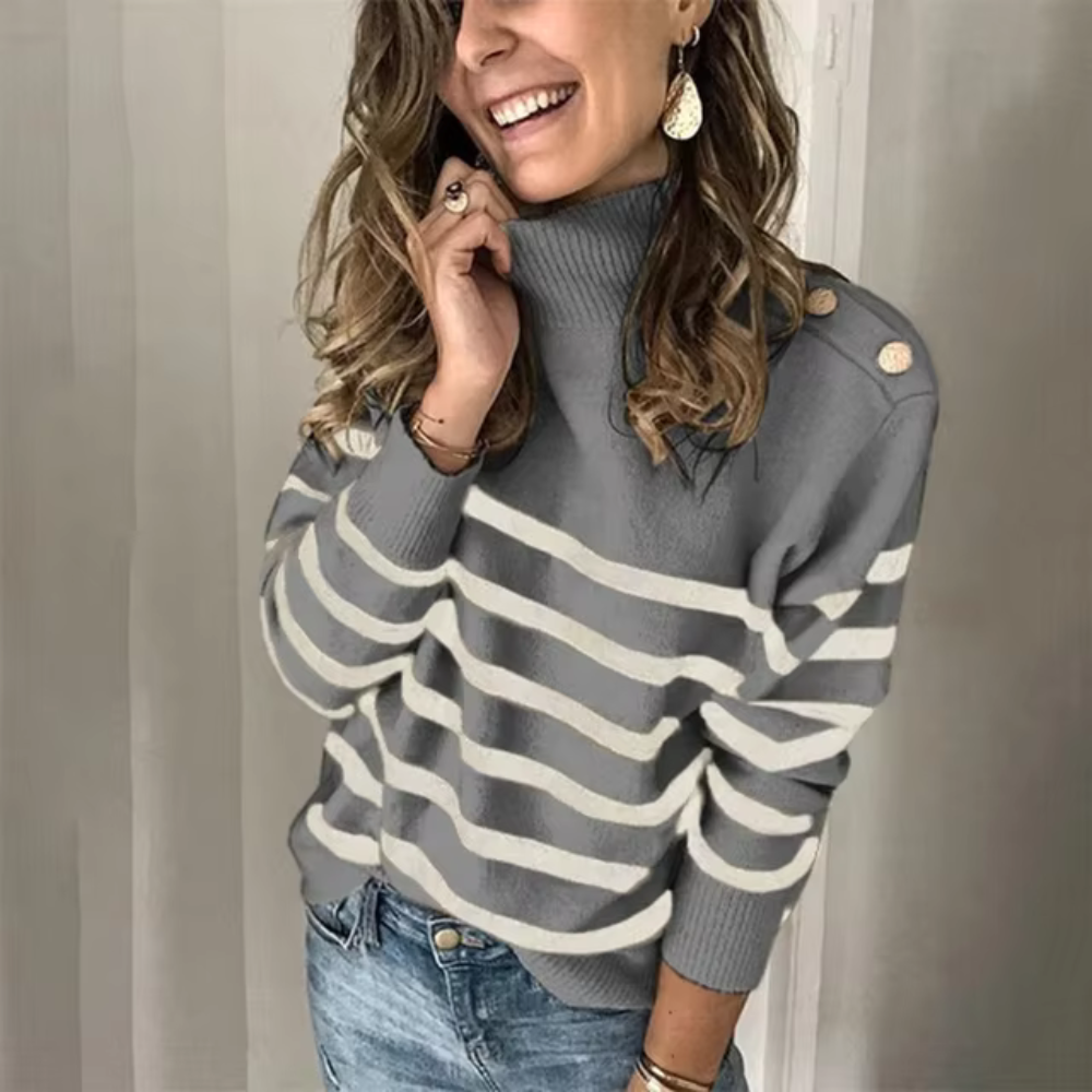 Veronika - Swobodny sweter zimowy w paski