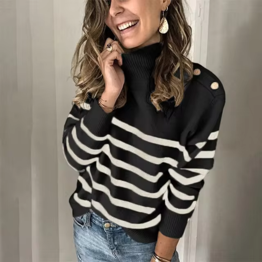 Veronika - Swobodny sweter zimowy w paski