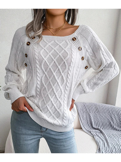 Amber - Dzianinowy sweter damski zapinany na guziki