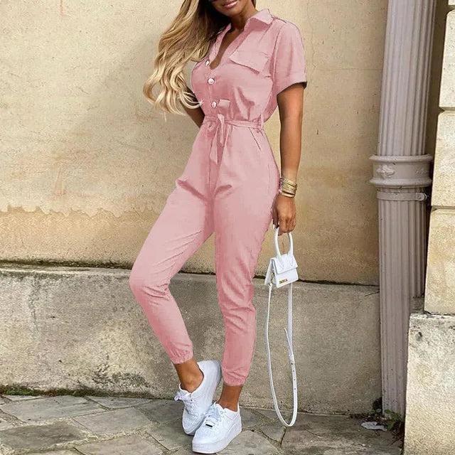 Zoe - Damski stylowy kombinezon z guzikami