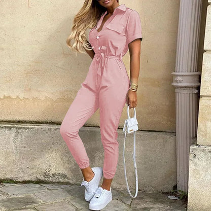 Zoe - Damski stylowy kombinezon z guzikami