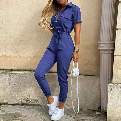 Zoe - Damski stylowy kombinezon z guzikami