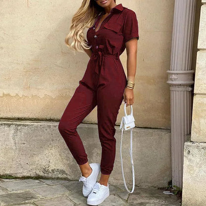 Zoe - Damski stylowy kombinezon z guzikami