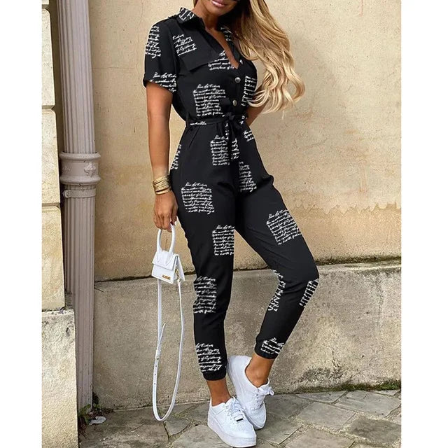 Zoe - Damski stylowy kombinezon z guzikami
