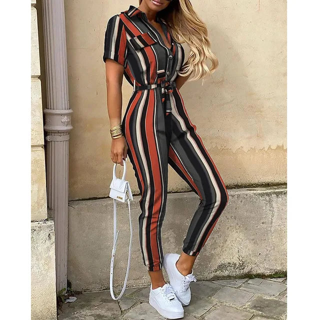 Zoe - Damski stylowy kombinezon z guzikami
