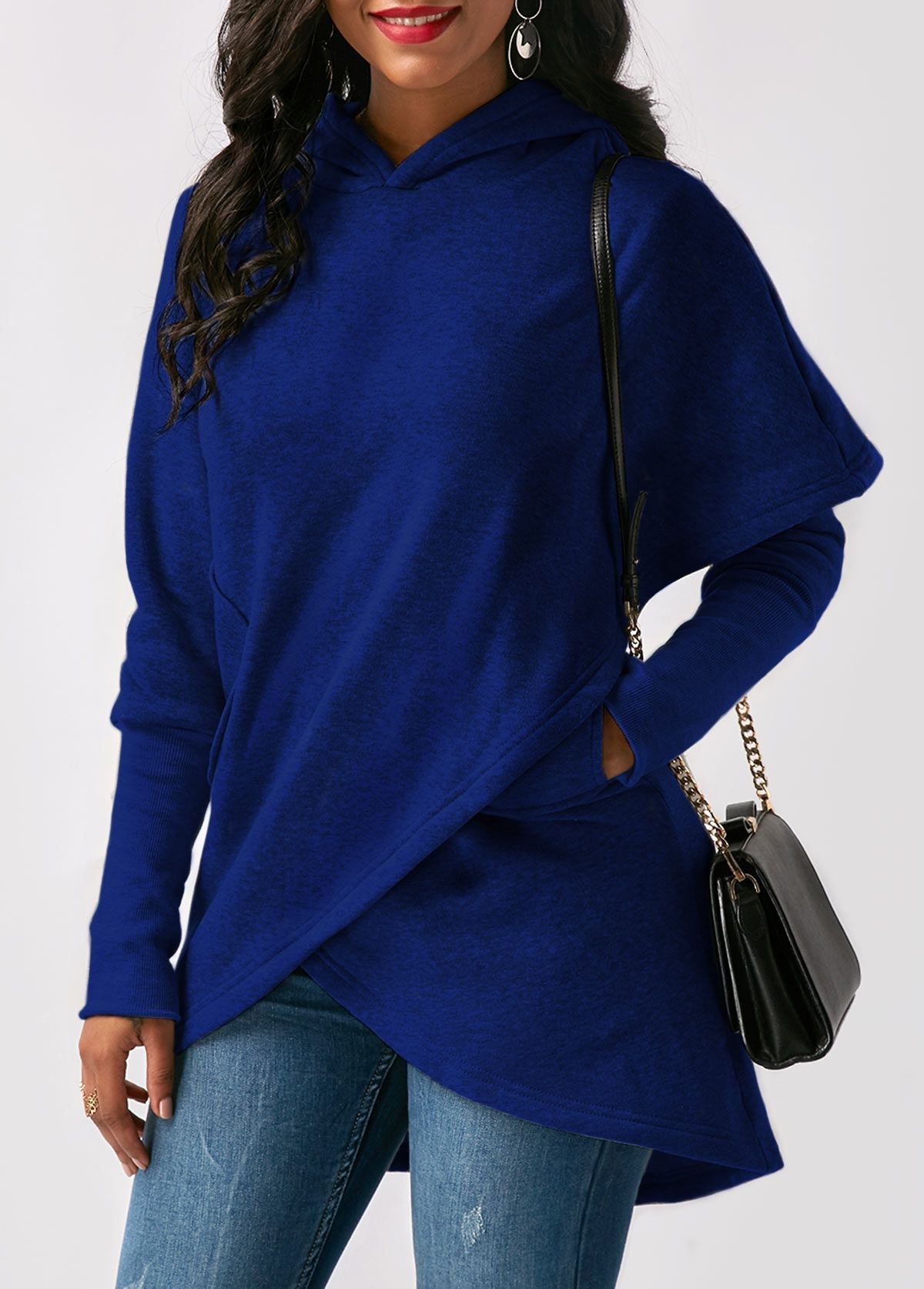 Bluza Wilrene | Asymetryczna bluza z kapturem