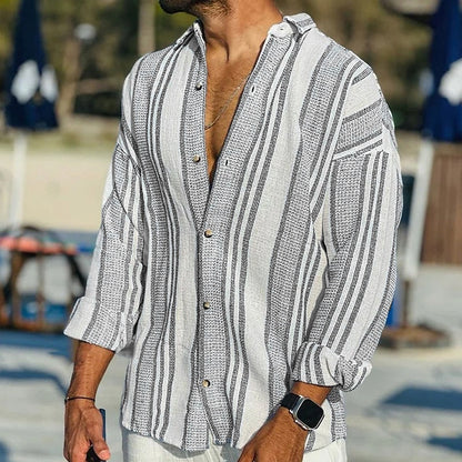 Aaron - Męska lniana koszulka polo w stylu casual