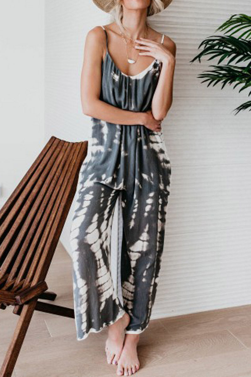 | Fashion Sling Tie-dye Jumpsuit