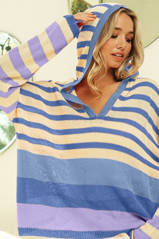 Bluza z kapturem w kolorową kratę Shanna | Charm Striped