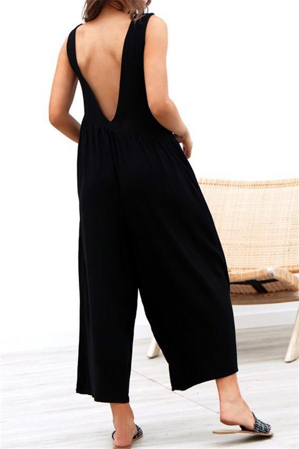 Kombinezon Casual Vest Wide-Pipe Jumpsuit