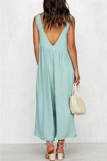Kombinezon Casual Vest Wide-Pipe Jumpsuit