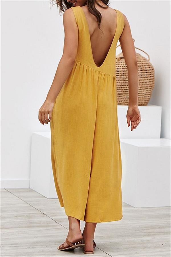 Kombinezon Casual Vest Wide-Pipe Jumpsuit