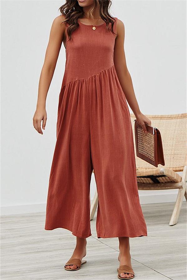 Kombinezon Casual Vest Wide-Pipe Jumpsuit