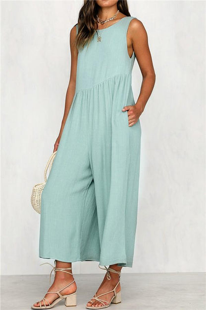 Kombinezon Casual Vest Wide-Pipe Jumpsuit