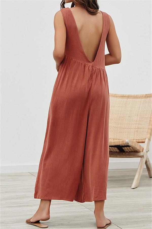 Kombinezon Casual Vest Wide-Pipe Jumpsuit