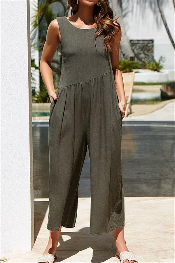 Kombinezon Casual Vest Wide-Pipe Jumpsuit