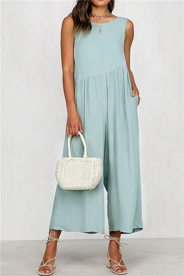 Kombinezon Casual Vest Wide-Pipe Jumpsuit