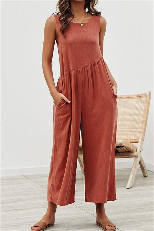 Kombinezon Casual Vest Wide-Pipe Jumpsuit