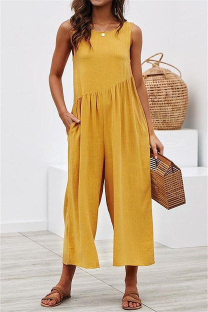 Kombinezon Casual Vest Wide-Pipe Jumpsuit