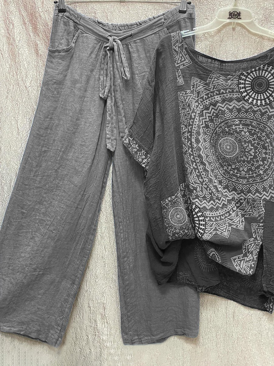 | Dwuczęściowy zestaw z luźnym nadrukiem w stylu bohemy