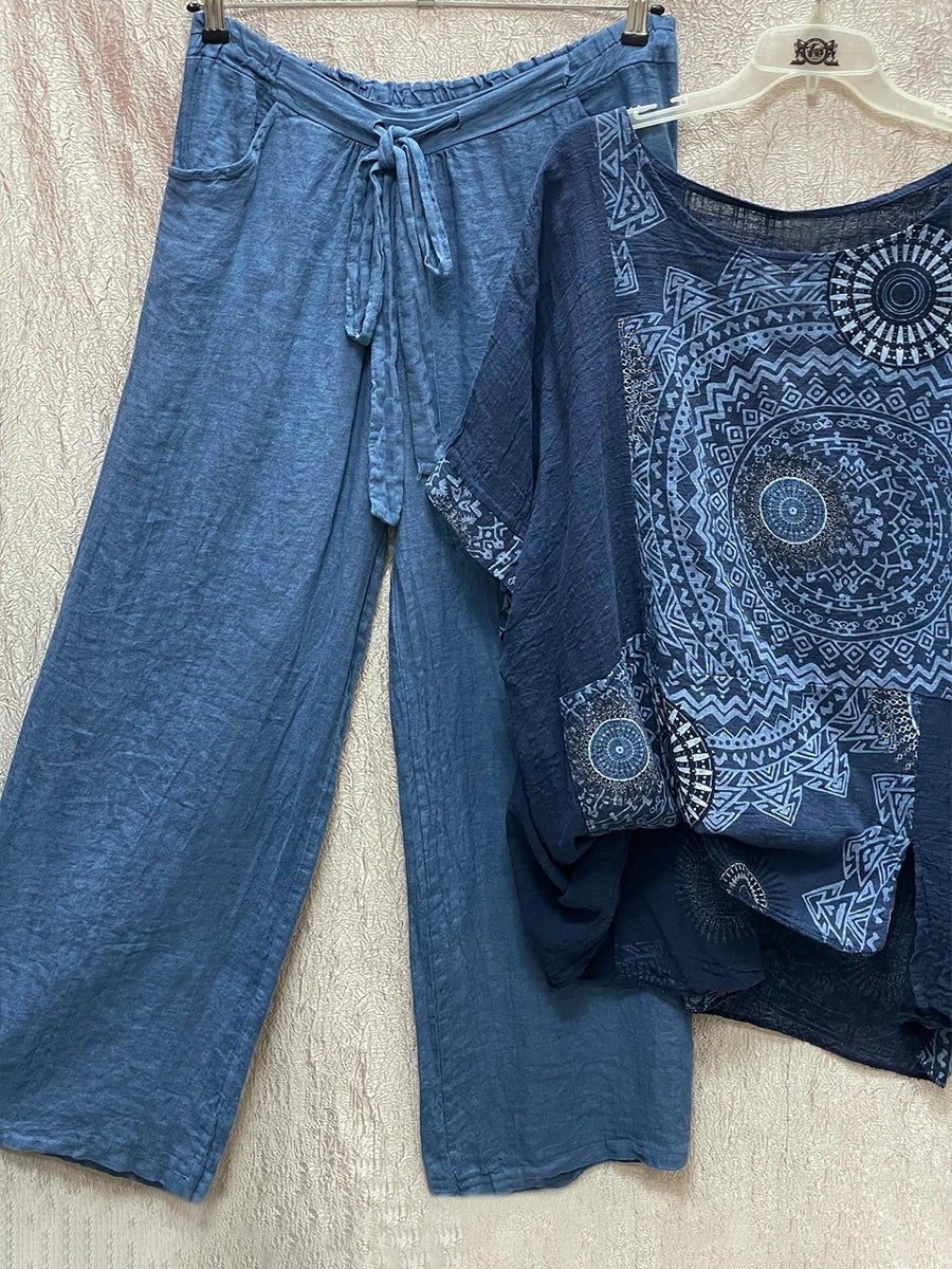 | Dwuczęściowy zestaw z luźnym nadrukiem w stylu bohemy