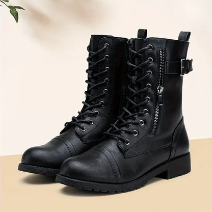 Modne sznurowane buty z zamkiem błyskawicznym z boku