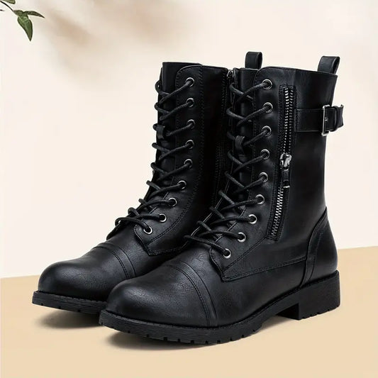 Modne sznurowane buty z zamkiem błyskawicznym z boku